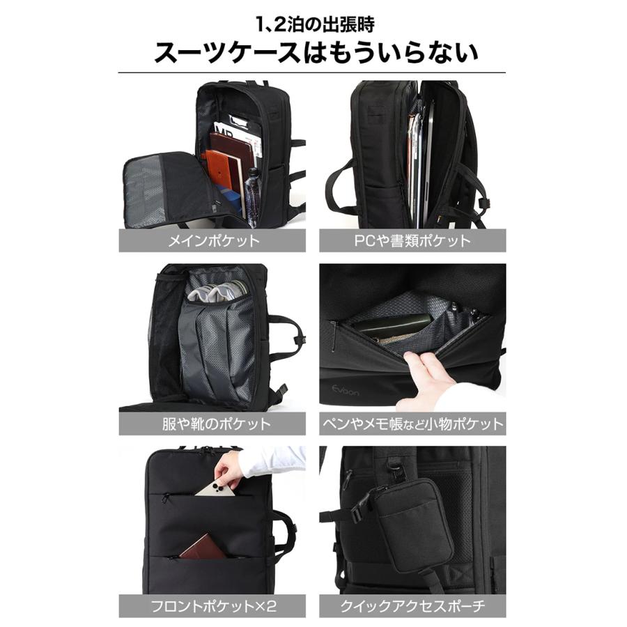 Evoon 公式 マルチビジネスリュック4.0 大容量 25L~35L 拡張機能 多