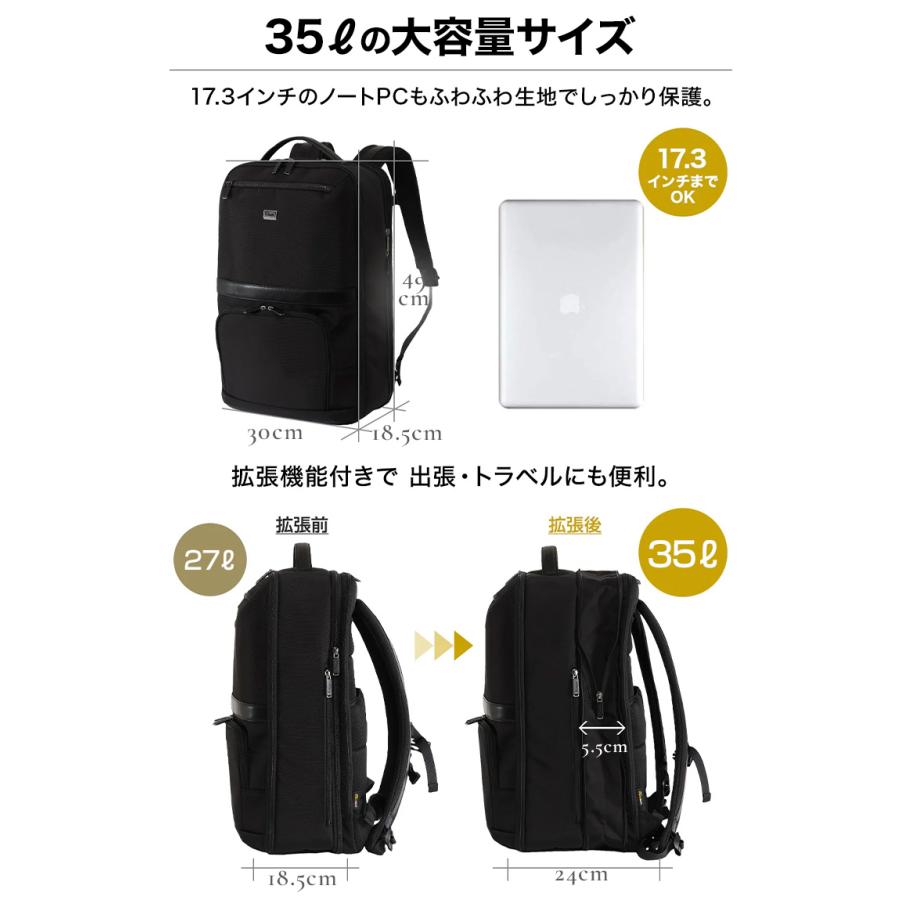 Evoon 公式 マルチビジネスリュックX 拡張機能 35L 大容量 多収納 多