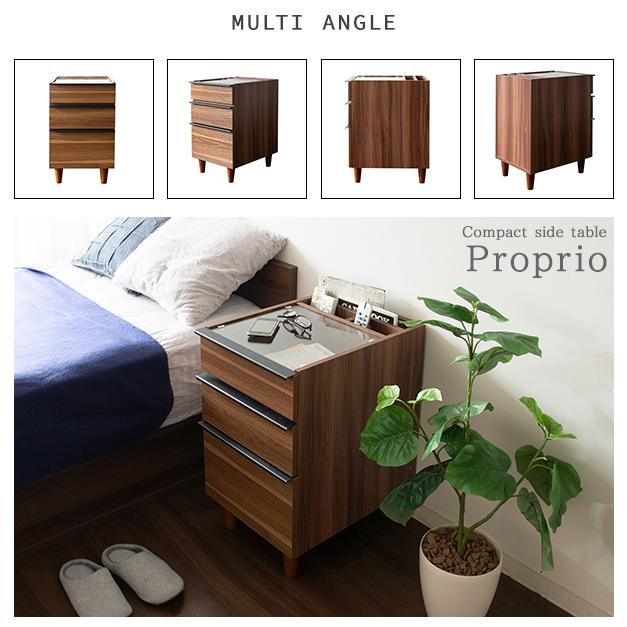 ディスプレイ収納付き ガラス天板 サイドチェスト ベッド サイド