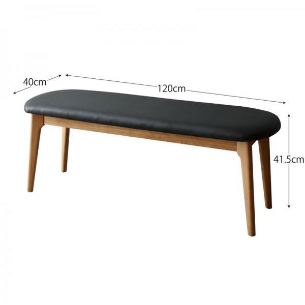 お手入れ要らずのPVC座面 ダイニングベンチ 120cm 黒 レザー ベンチ