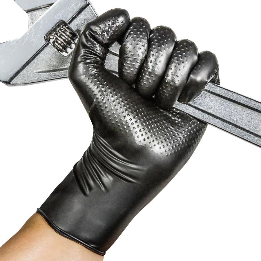 ニトリル手袋 厚手メカニック ニトリルグローブ ブラック 黒 Lサイズ