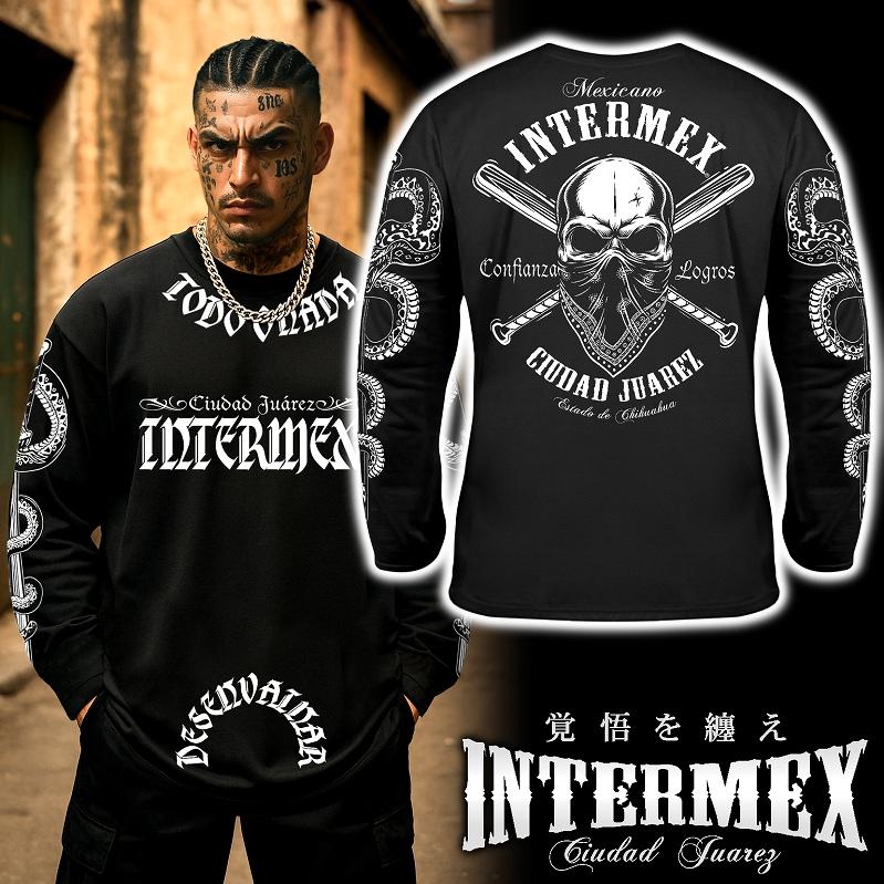 長袖 Tシャツ ロンT 服 INTERMEX インターメックス スカル itm-061 黒