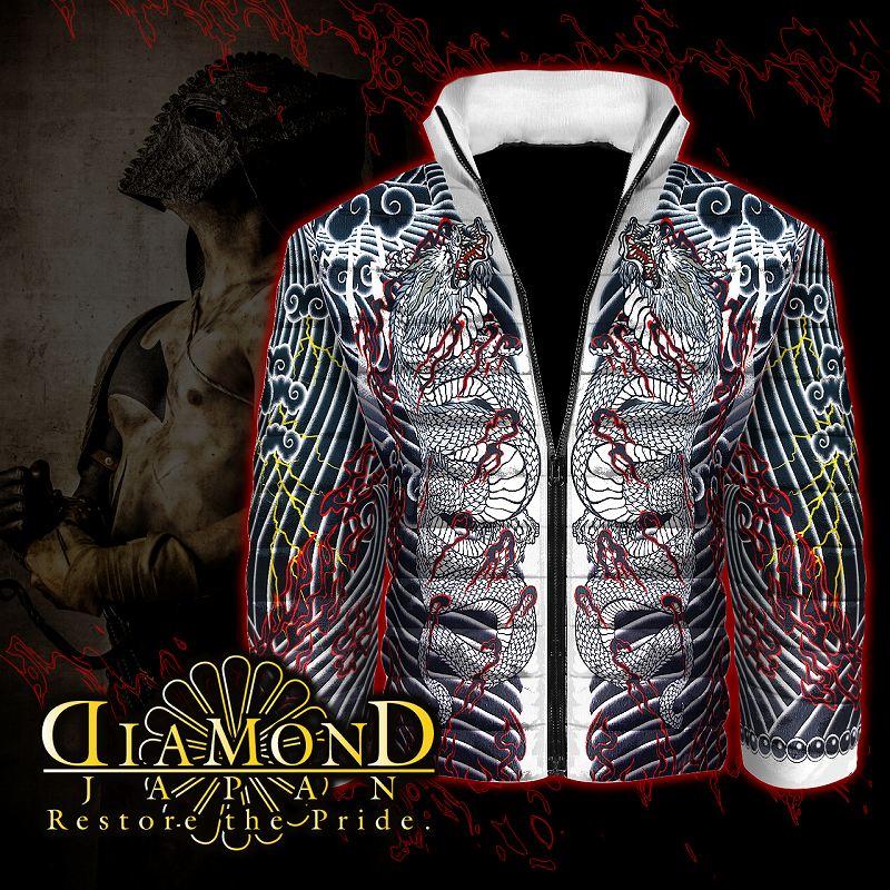 ソフトボア 中綿ジャケット 服 DIAMONDJAPAN dj-203 白竜 刺青 和柄 胸