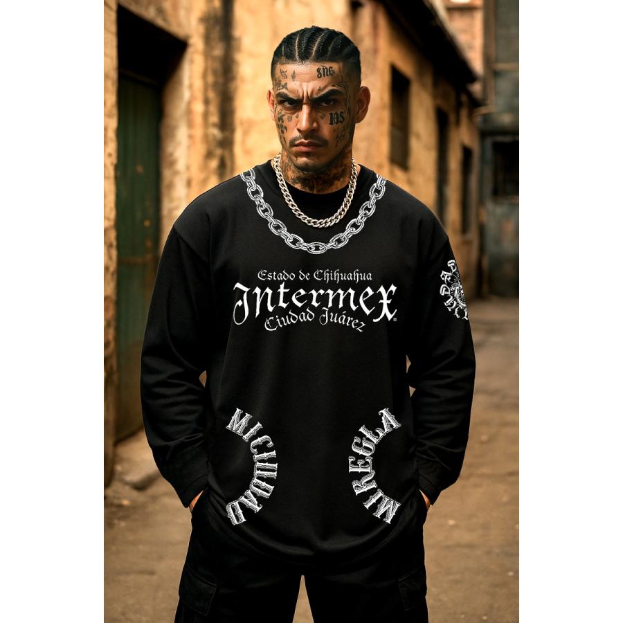 長袖 Tシャツ ロンT 服 INTERMEX インターメックス スカル itm-060 黒