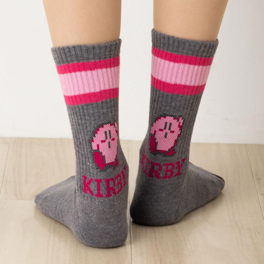 Fukuske（フクスケ） 後ろ カービィ ロゴ ラインクルーソックス 23