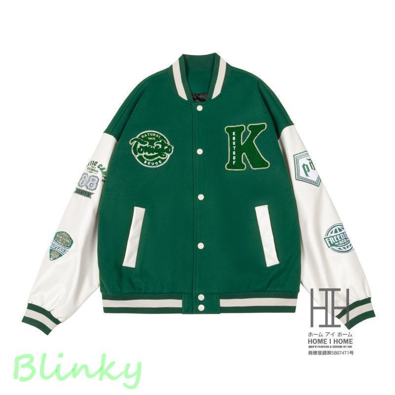 スタジャン メンズ レディース 野球服 革 レザー 赤 グリーン 切り替え