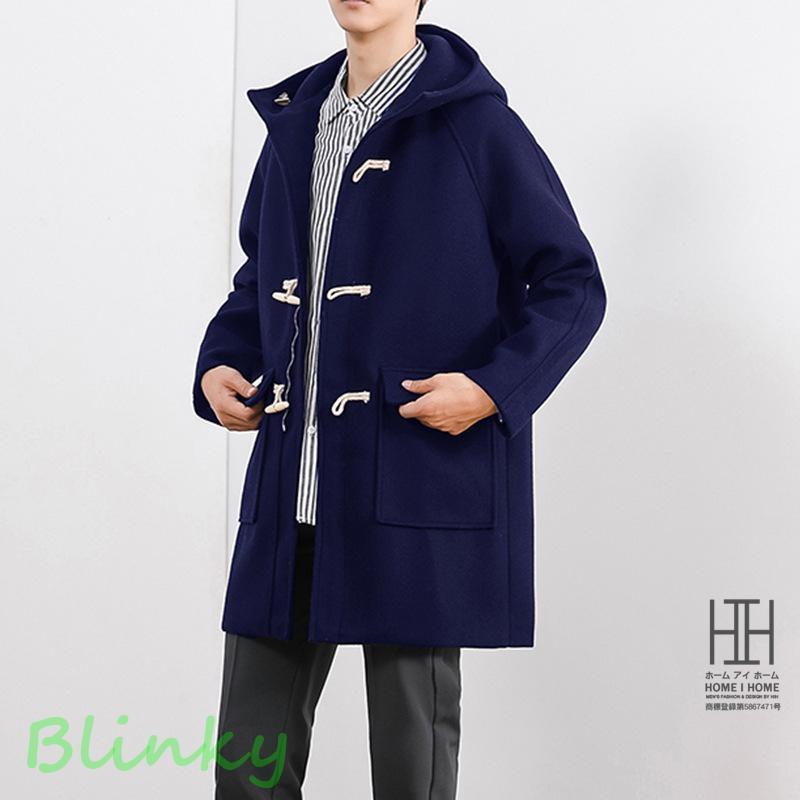 メンズ ダッフルコート 学生 フード付き トグルボタン ミドル丈