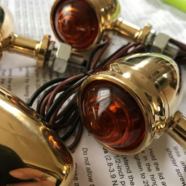 真鍮 LEDウィンカー 4個 ブラス ビンテージ BRASS ハーレー ショベル