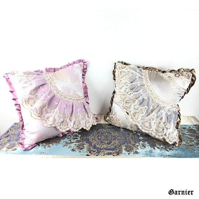 クッションカバー フリル付 45×45 オシャレ カワイイ 姫系 フレンチ