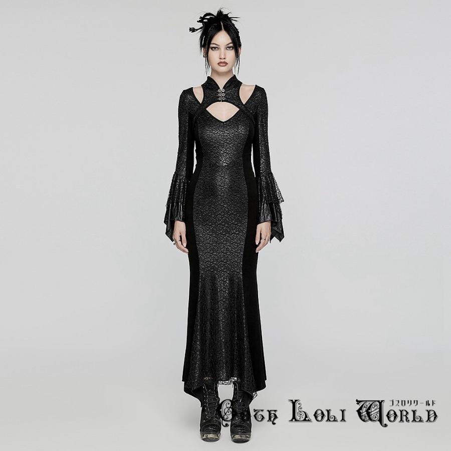 ゴスロリワールド WQ-772LQF-BK ホルターネック長袖ワンピース