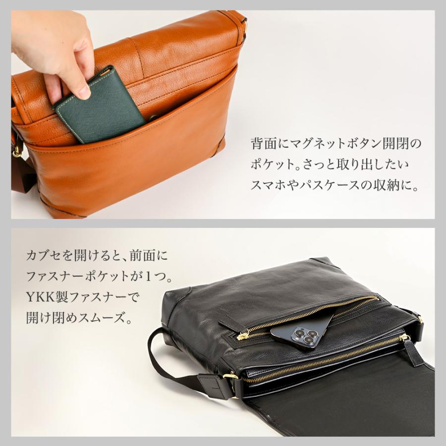 豊岡鞄 メンズ バッグ ショルダーバッグ 本革 日本製 A4 横型 軽い 斜