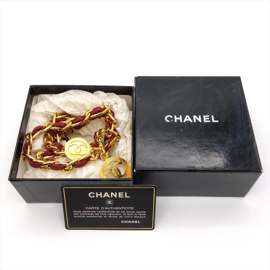 CHANEL（シャネル） チェーンベルト ベルト レザー レッド ゴールド