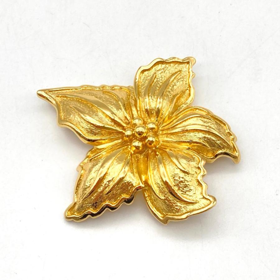 ディオール Dior フラワーモチーフ ブローチ ゴールド : ゴールド