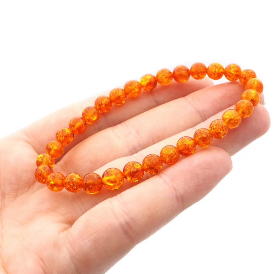 GOLD STONE オレンジ アンバー ブレスレット 6mm ナチュラルカラー