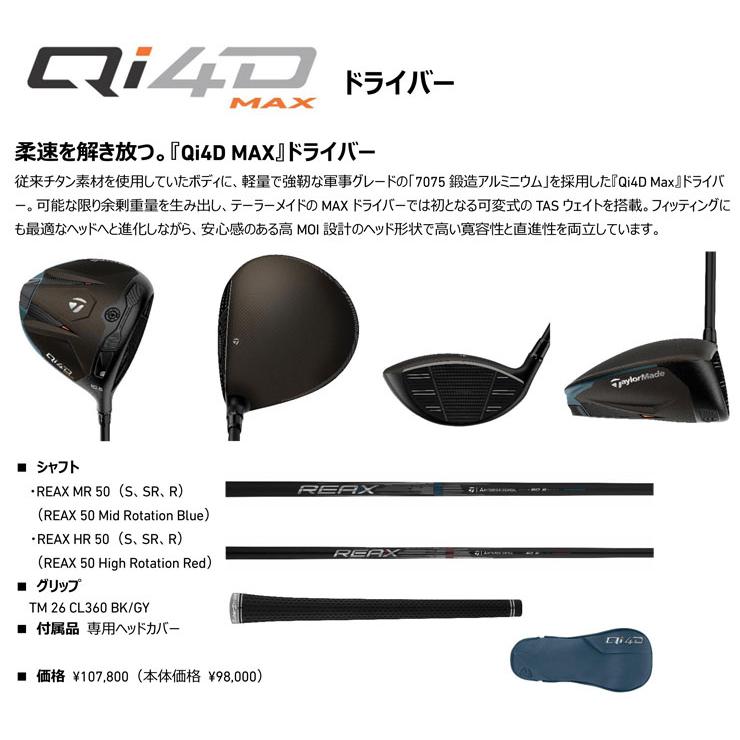 TaylorMade（テーラーメイド） Qi4D MAX ドライバー REAX MR50