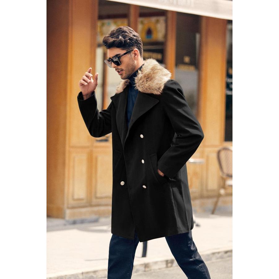 並行輸入品】PASLTER メンズ 冬用 トレンチオーバーコート 取り外し