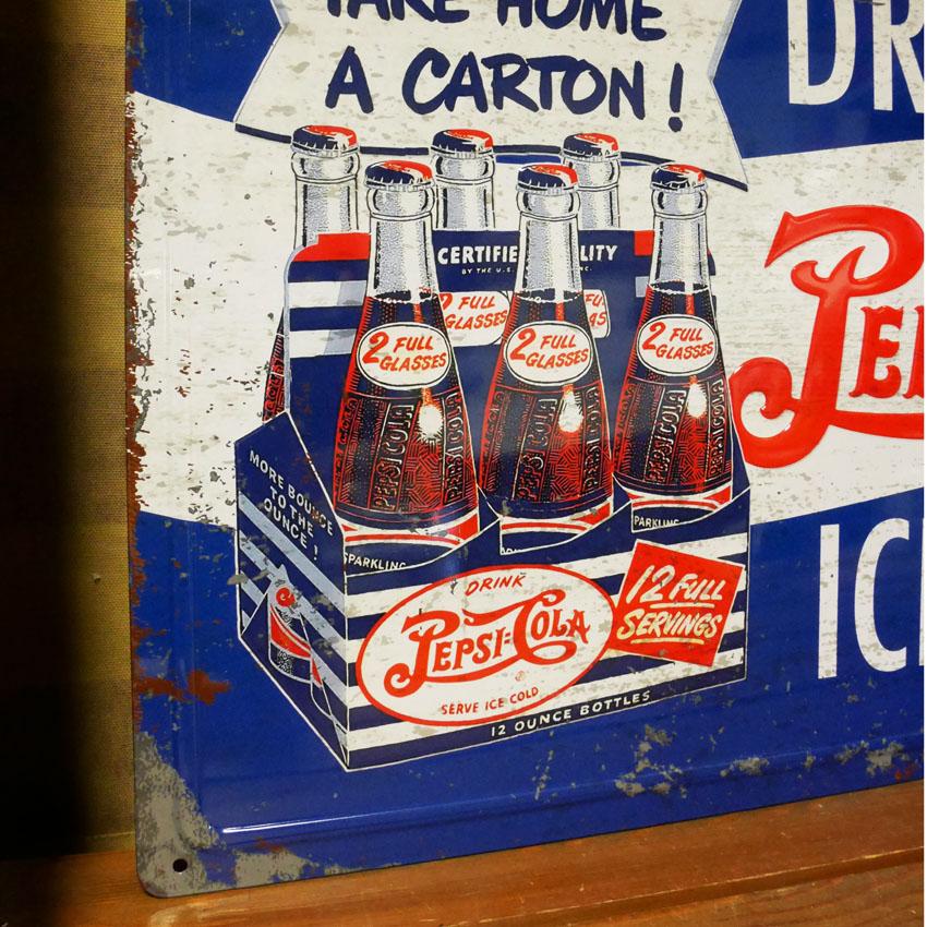 PEPSI（ペプシ） エンボス メタルサイン PEPSI COLA TAKE HOME A