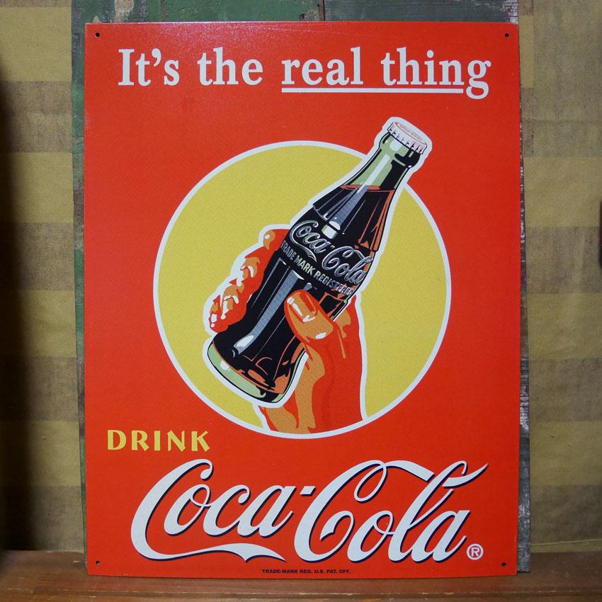 Coca Cola（コカコーラ） ティンサイン real thing ブリキ看板 Coca