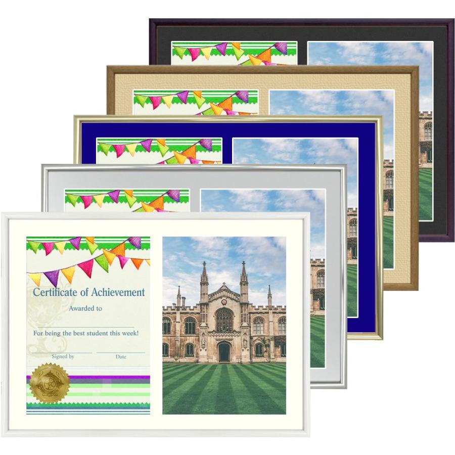 A3(298×421)サイズが2枚入る額縁 B013 アクリル付 2つ窓マット付 /額縁