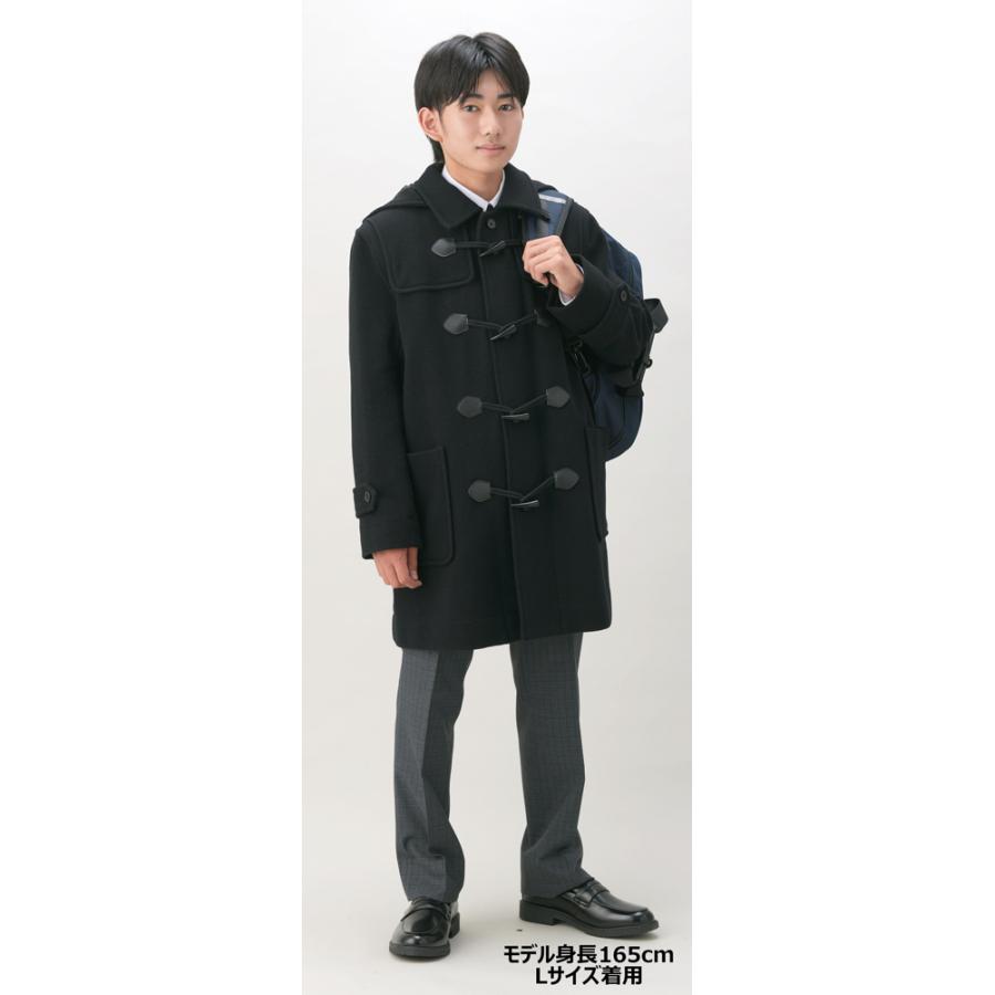 スクールコート 衿付きダッフルコート フード着脱 紺/グレー/黒 S-4L