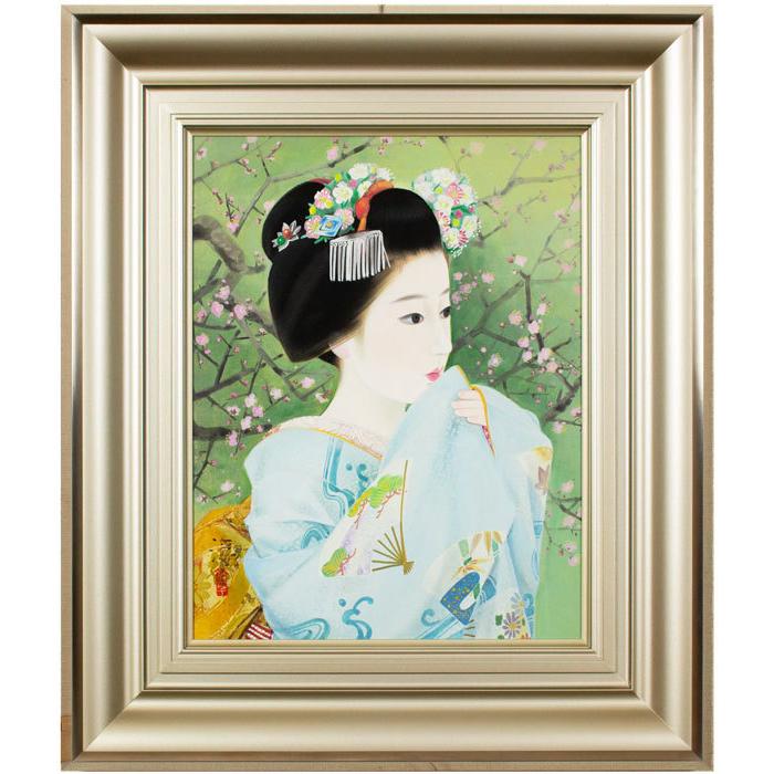 真作】絵画 日本画6号 美人画 優美な女性表現 インテリアアート Y145