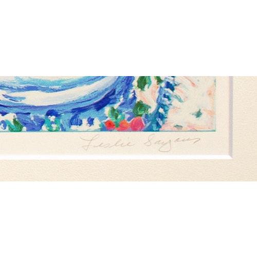 レスリー・セイヤー 「 海の見えるテラスの花 」 シルクスクリーン