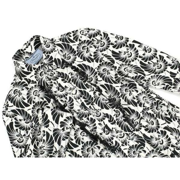 PRADA（プラダ） ワンピース フラワー柄 モノクロ シャツワンピース