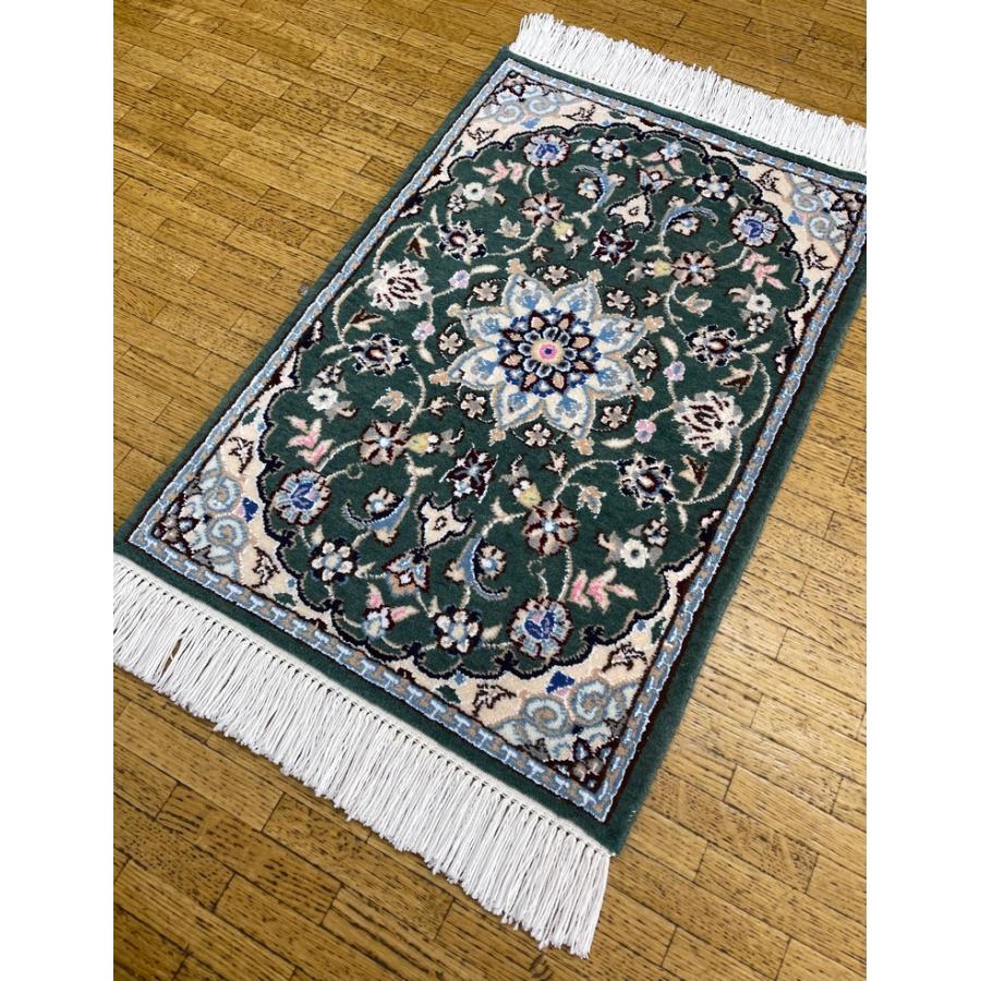 ペルシャ絨毯 ナイン 玄関マット 手織 本物 イラン 60x40cm 9la