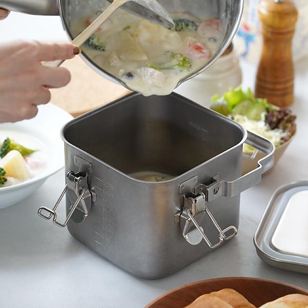 仔犬印（KOINU） 角型給食缶ミニ ステンレス 保存容器 持ち運び IH対応