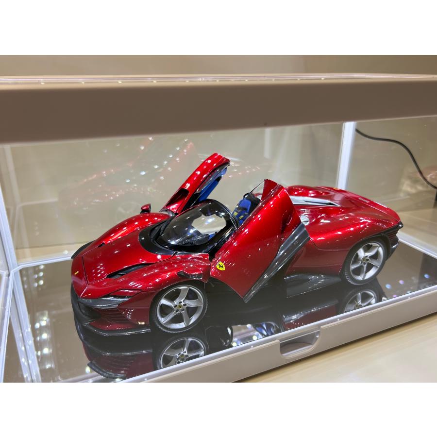 1/18 ミニカー ディスプレイケース LED照明付 USB給電 組立式 ホワイト