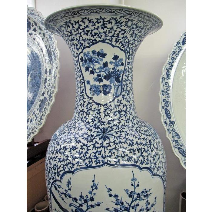 有田焼 染付花鳥図大壺 高さ約1m55cm 陶磁器 花瓶 花生 美術品