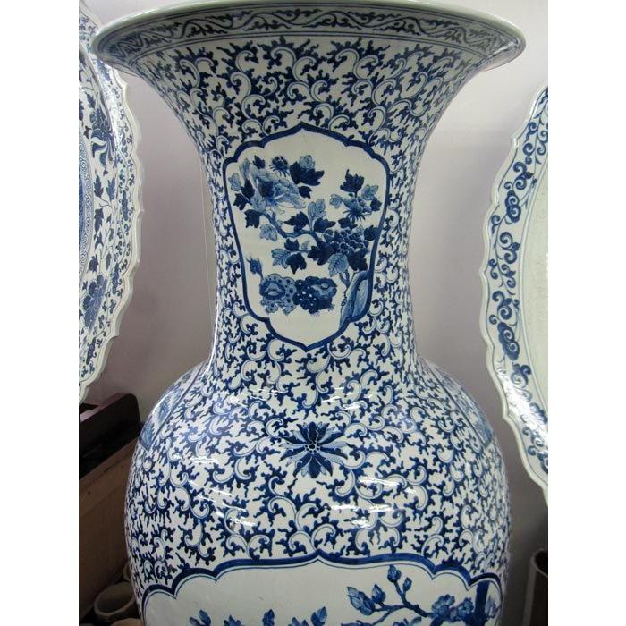 有田焼 染付花鳥図大壺 高さ約1m55cm 陶磁器 花瓶 花生 美術品