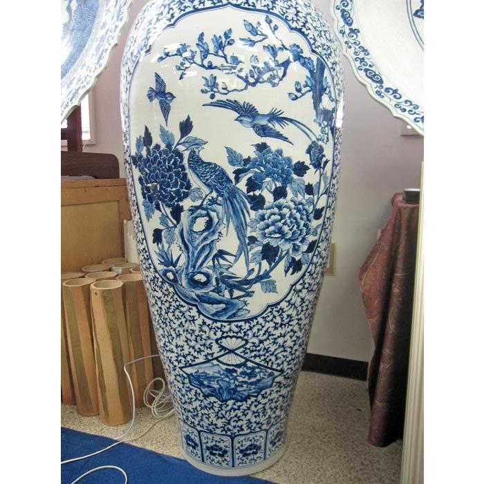 有田焼 染付花鳥図大壺 高さ約1m55cm 陶磁器 花瓶 花生 美術品