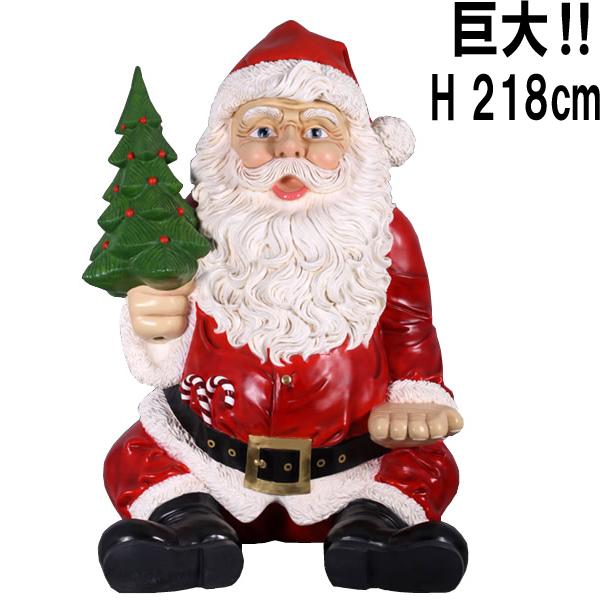 巨大な座るサンタ 大きい サンタクロース フォトスポット FRP オブジェ
