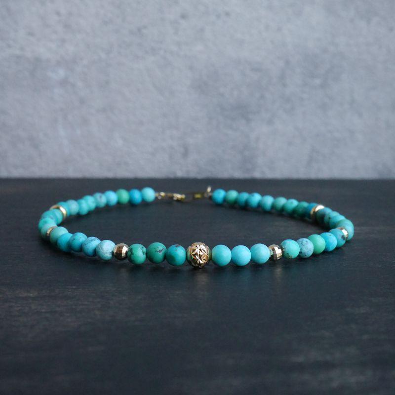 G-BALLER / ジーボーラー】K18 ターコイズ ビーズブレスレット 本物 18