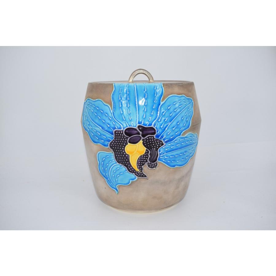 茶道具 鵬雲斎好 銀叩 蘭絵 水指 御室窯 作 茶道 14-4612 : 月香園