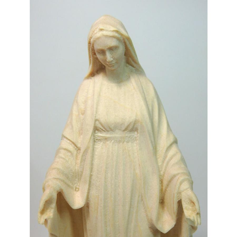 創業100年《レーピ》木彫り 聖母マリア像 12cm「無原罪」白木仕上げ