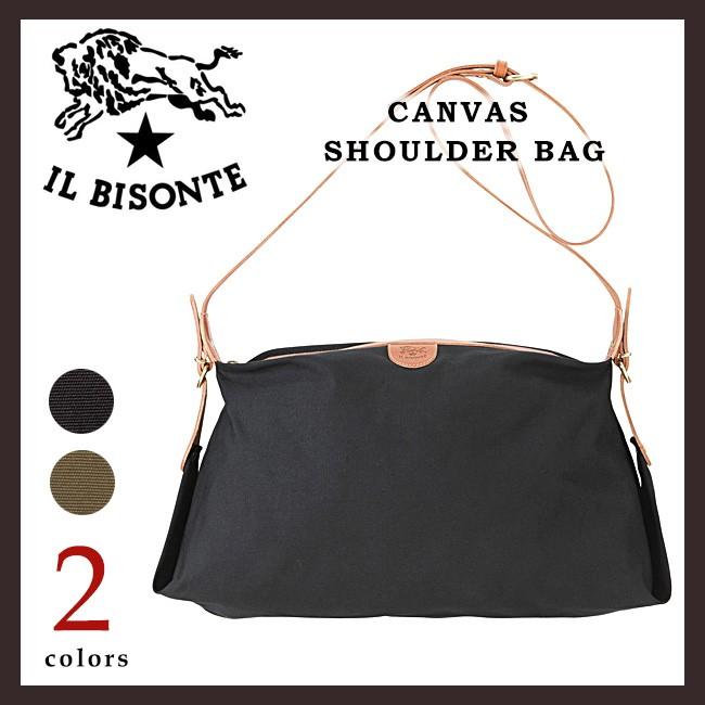 IL BISONTE（イルビゾンテ） キャンバス&レザー ショルダーバッグ
