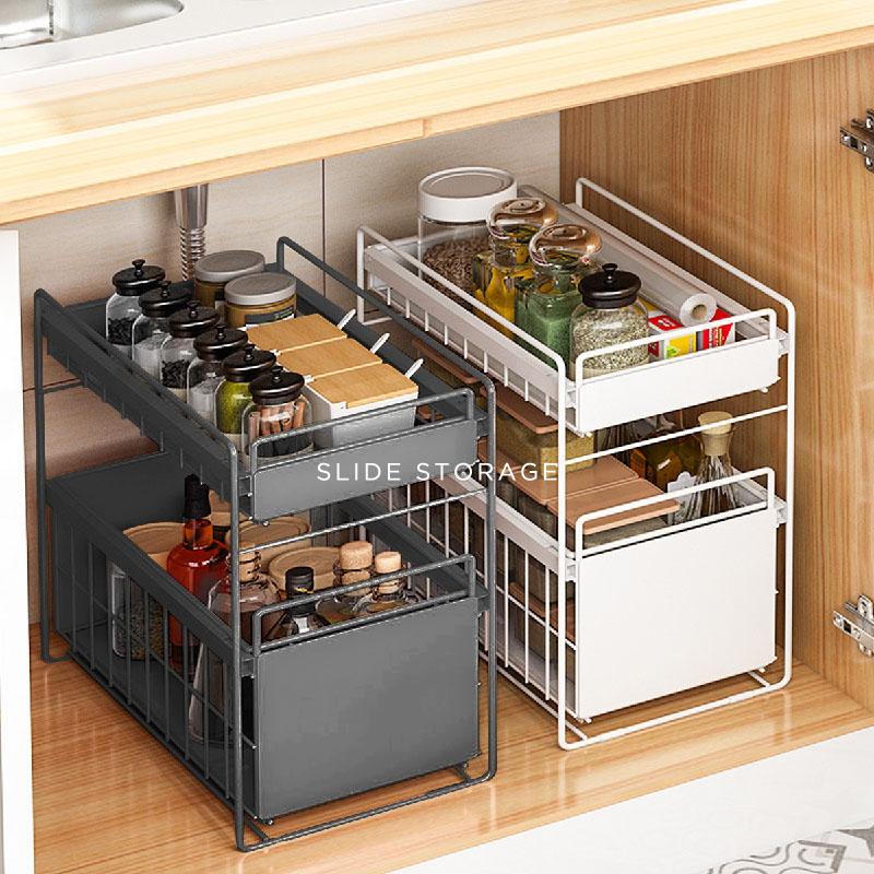 シンク下 収納 スライド 引き出し 2段 スライドラック キッチン 洗面台