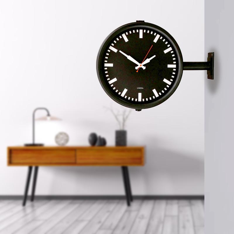 両面時計 掛け時計 ブルックリン インダストリアル 金属製 メタル