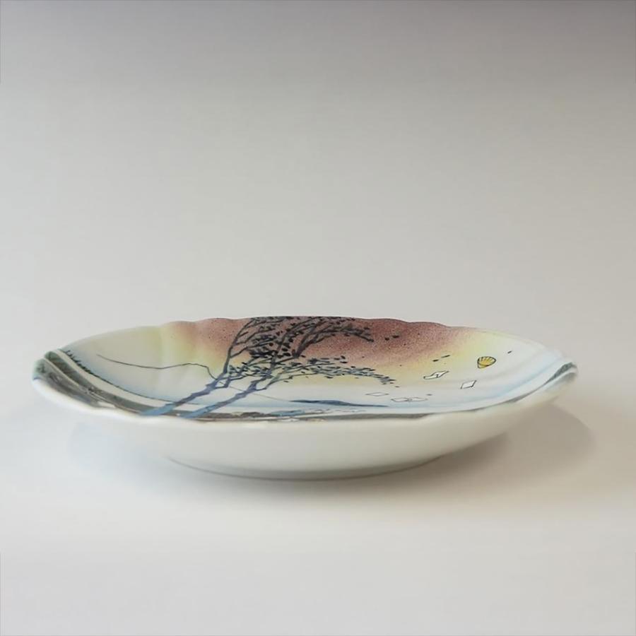 九谷焼 北斎 駿州江尻 5号飾皿：美山窯 葛飾北斎 浮世絵 九谷アート
