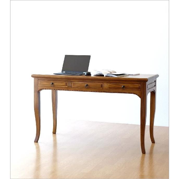 デスク 机 木製 パソコンデスク アンティーク 猫脚 おしゃれ 無垢 天然