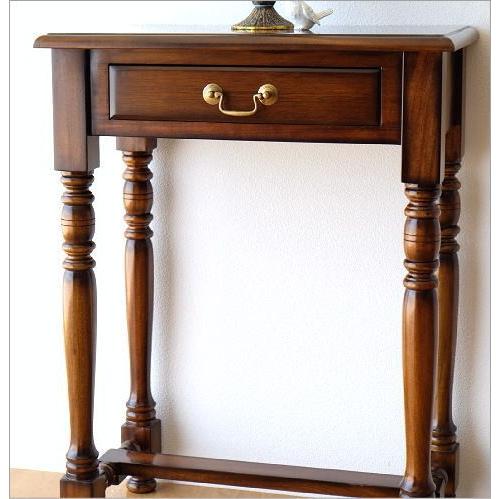 コンソールテーブル アンティーク 玄関 スリム 電話台 花台 木製 天然