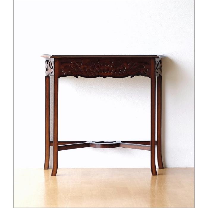 コンソールテーブル アンティーク 玄関 スリム 花台 木製 無垢材