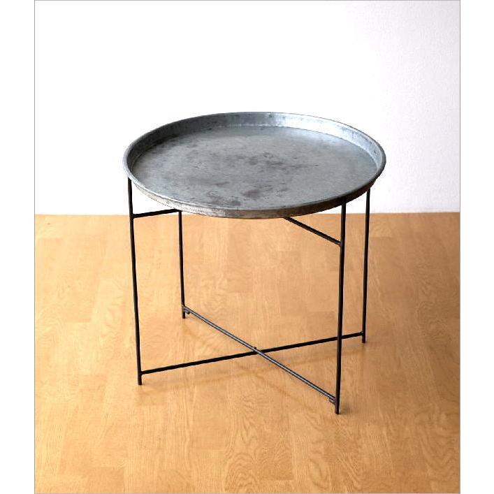 ヴィンテージ 丸型アイアンテーブル ラウンドテーブル 折りたたみ