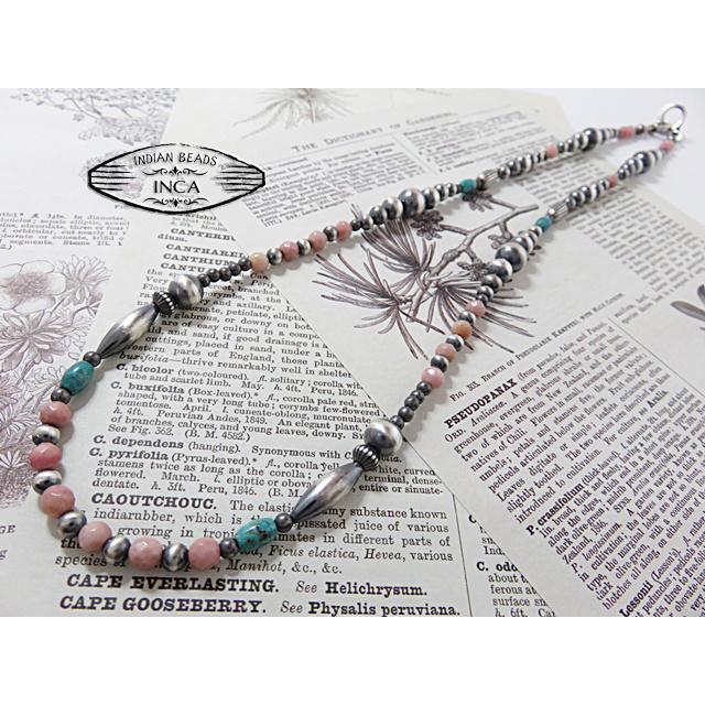 インディアンジュエリー インカローズ ターコイズ ビーズ ネックレス