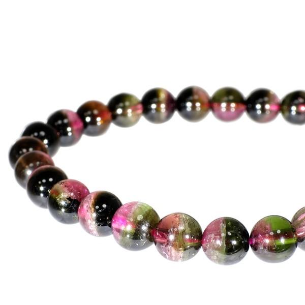 ウォーターメロントルマリン ブレスレット 7mm 19cm 高品質 バイカラー