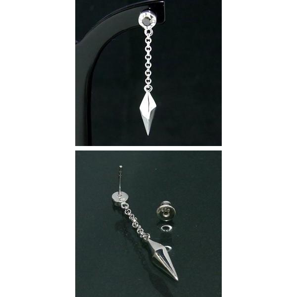 ピアス メンズ 片耳 シルバー ドロップピアス くさび ブラック