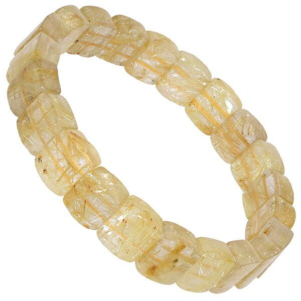 ゴールドルチルクォーツ ブレスレット バングル 幅1cm 17.5cm メンズM