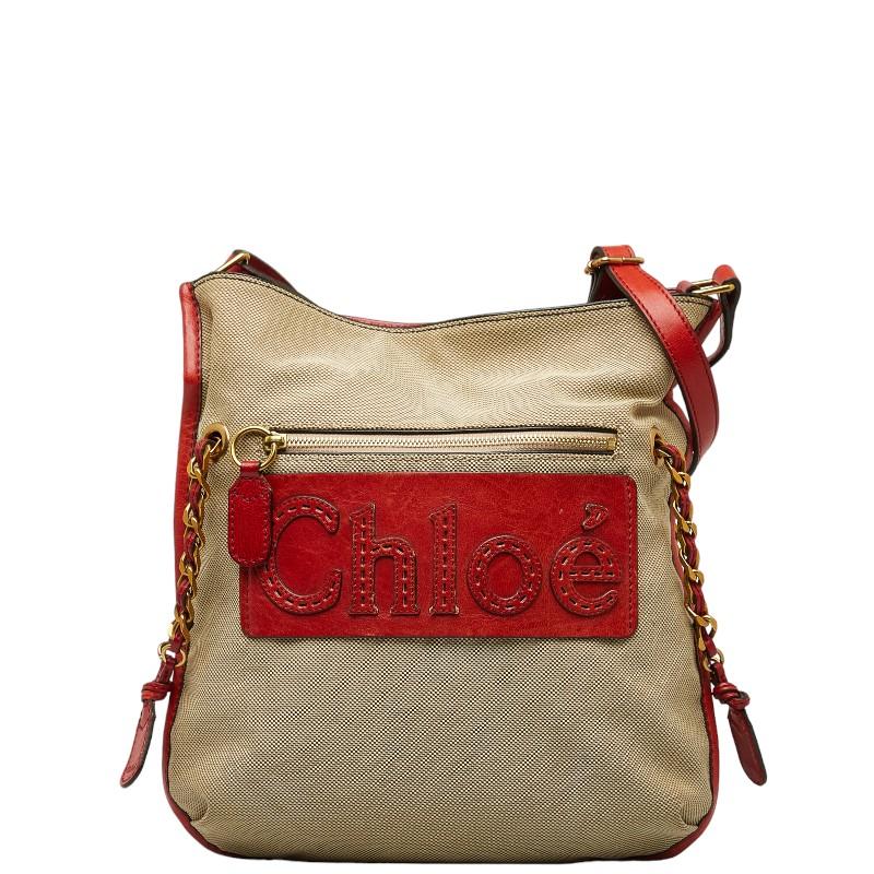 Chloe（クロエ） ハーレー 斜め掛け ショルダーバッグ ベージュ レッド